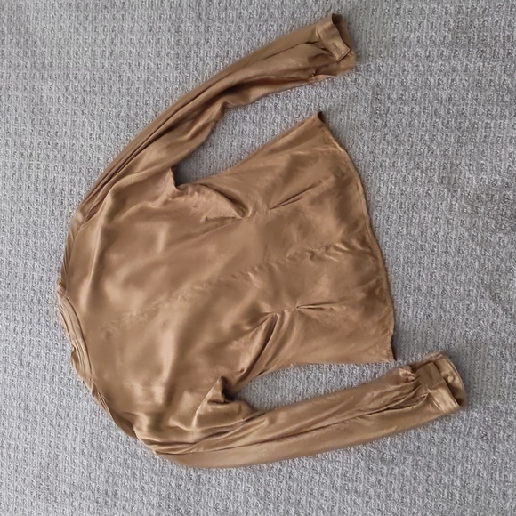 STUNNING Vintage 80s Michelle Stuart Gold/Copper Silk Double Button Blouse, Sz 6 - Picture 8 of 8